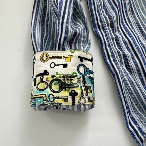 Vintage Robert Graham Shirt Southwestern Tribal Men’s Medium Striped Button Up - Picture 4 of 10